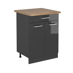 Vicco SPODNÍ SKŘÍŇKA KUCHYŇSKÉ LINKY R-Line Antracitový vysoký lesk 60 cm , PD Dub obraz