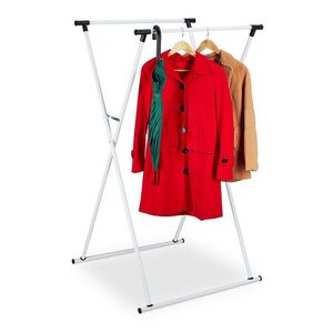 Relaxdays STOJAN Bílý výsuvný kovový skládací 139 cm obraz