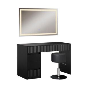 Vicco TOALETNÍ STOLEK Omira Černá 120 cm se zrcadlem LED a stoličkou obraz