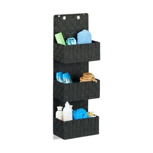 Relaxdays ORGANIZÉR Černý závěsný látkový 3 koše 75 cm obraz