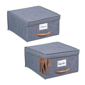 Relaxdays BOX Šedá Přírodní 2dílná-sada s víkem textil obraz