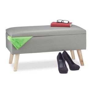Relaxdays LAVICE Šedá s úložným prostorem umělá kůže 80 cm obraz