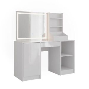Vicco TOALETNÍ STOLEK Sherry Bílá/bílý vysoký lesk 128.2 cm s LED zrcadlem obraz
