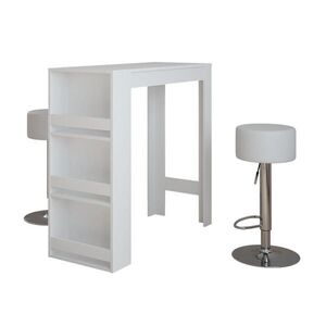 Vicco STOJACÍ BAROVÝ STŮL SE ŽIDLEMI Repose Bílá 45 x 110 cm se 2 barovými stoličkami obraz
