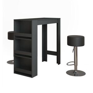 Vicco STOJACÍ BAROVÝ STŮL SE ŽIDLEMI Repose Antracit 45 x 110 cm se 2 barovými stoličkami obraz