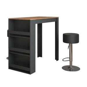 Vicco STOJACÍ BAROVÝ STŮL SE ŽIDLEMI Repose Zlatý dub power/antracit 57 x 117 cm se 2 barovými stoličkami obraz