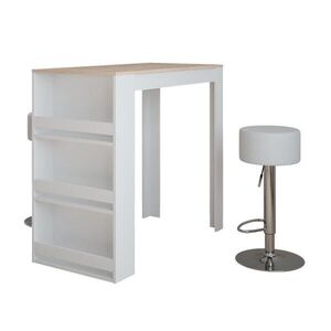 Vicco STOJACÍ BAROVÝ STŮL SE ŽIDLEMI Repose Bílá/Sonoma 57 x 117 cm se 2 barovými stoličkami obraz