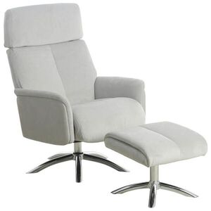 P & B RELAXAČNÍ KŘESLO S TABURETEM, textil, šedá obraz