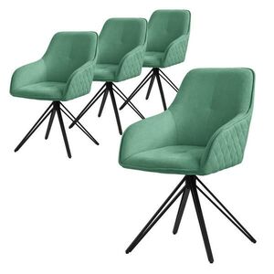 ML-DESIGN JÍDELNÍ ŽIDLE, sada 4 ks, otočné, zelená tkanina obraz