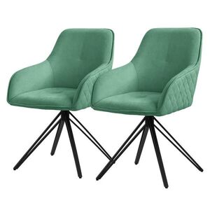ML-DESIGN JÍDELNÍ ŽIDLE, sada 2 ks, otočná, zelená tkanina obraz