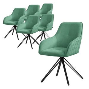 ML-DESIGN JÍDELNÍ ŽIDLE, sada 6 ks, otočné, zelená tkanina obraz