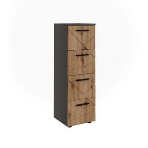 Vicco MIDI SKŘÍŇKA Irma, Antracit/Zlatý mocný dub, 30 x 95 cm se 4 zásuvkami obraz