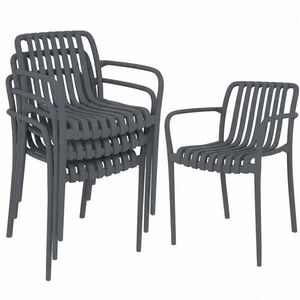 Outsunny ZAHRADNÍ židle, sada 4 ks, plast, tmavě šedá obraz
