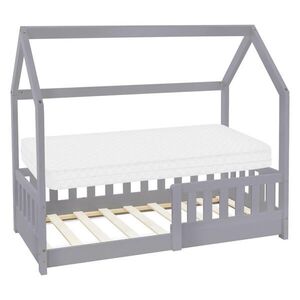 ML-DESIGN DĚTSKÁ POSTÝLKA se stříškou a matrací 70x140 cm světle šedá obraz