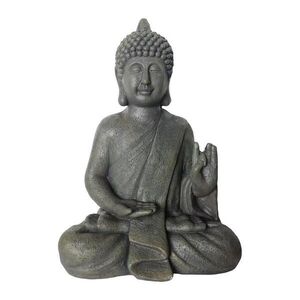 Relaxdays SOCHA antracitová Buddha polyresin vzhled kamene 52 cm obraz