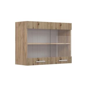 Vicco SKLENĚNÁ KUCHYŇSKÁ SKŘÍŇKA R-Line Řemeslný dub 80 cm obraz
