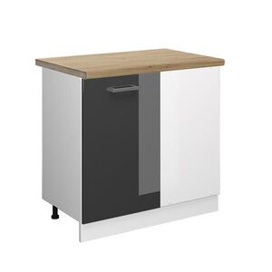 Vicco ROHOVÁ SKŘÍŇKA R-Line Antracitový vysoký lesk 86 cm , PD Dub obraz