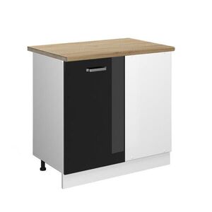 Vicco ROHOVÁ SKŘÍŇKA R-Line Černý vysoký lesk 86 cm , PD Dub obraz
