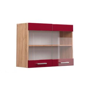 Vicco SKLENĚNÁ KUCHYŇSKÁ SKŘÍŇKA R-Line Červená vysoký lesk 80 cm obraz