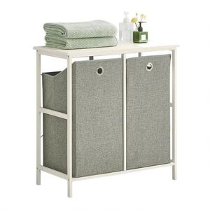 SoBuy KOUPELNOVÁ SKŘÍŇKA S KOŠEM NA PRÁDLO a 1 policí Bílá 77x38x80cm Minimalistický obraz