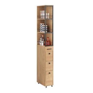 SoBuy VYSOKÁ KOUPELNOVÁ SKŘÍŇKA se 3 zásuvkami 40x20x170cm Industriální obraz