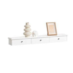 SoBuy POLIČKA se třemi zásuvkami Bílá 93x15x10cm Minimalistický obraz