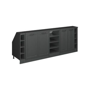 Vicco KUCHYŇSKÁ SKŘÍŇKA POD ŠIKMOU STŘECHU R-Line Antracitový venkovský dům 210 cm Sada 5 korpusů skříně hloubka 60 cm obraz