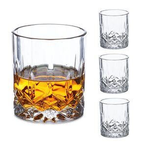Relaxdays SKLENICE Transparentní 4dílná-sada na whisky sklo reliéf 300 ml obraz