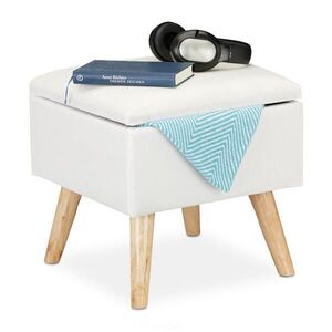 Relaxdays TABURET Bílý s úložným prostorem obraz