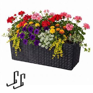 Relaxdays TRUHLÍK Černý s držákem samozavlažovací ukazatel hladiny vody obraz