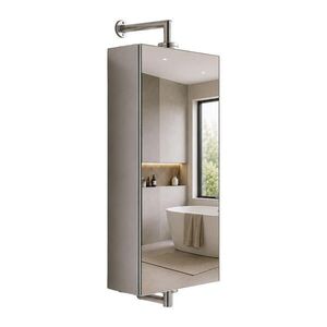 Relaxdays SKŘÍŇKA Stříbrná se zrcadlem otočná nerezová na zeď 75 cm obraz