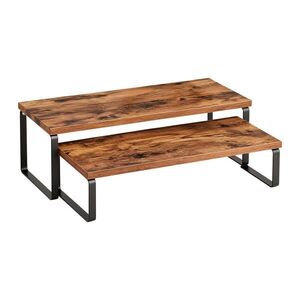 Relaxdays REGÁL Hnědá Černá 2-dílný set železo MDF 40x20 cm obraz