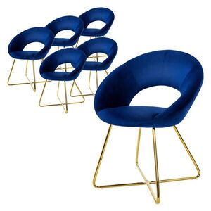 ML-DESIGN JÍDELNÍ ŽIDLE, sada 6 ks, modrý samet obraz