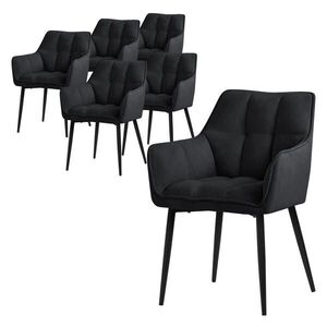 ML-DESIGN JÍDELNÍ ŽIDLE, SADA 6 KS, černá froté látka obraz
