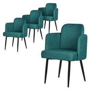 ML-DESIGN JÍDELNÍ ŽIDLE, 4dílná sada, petrolová, s látkovým potahem v ratanovém vzhledu obraz