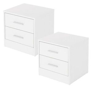 ML-DESIGN NOČNÍ STOLEK, sada 2 ks se 2 zásuvkami, bílý, 38 x 37 x 34 cm obraz