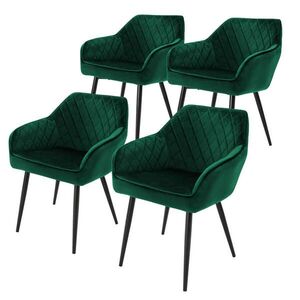 ML-DESIGN JÍDELNÍ ŽIDLE, sada 4 ks, tmavě zelený samet obraz