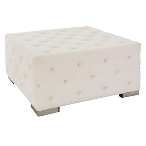 WOMO-DESIGN POUF krémový 90x90x45 cm čtvercový z lnu s kovovými nohami obraz