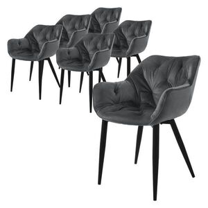 ML-DESIGN JÍDELNÍ ŽIDLE, sada 6 ks, antracitový samet obraz
