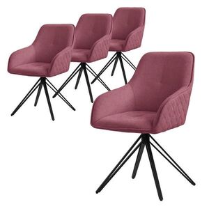 ML-DESIGN JÍDELNÍ ŽIDLE, sada 4 ks, otočné, starorůžová tkanina obraz
