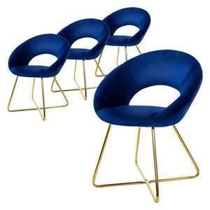 ML-DESIGN JÍDELNÍ ŽIDLE, sada 4 ks, modrý samet obraz