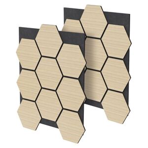 ML-DESIGN AKUSTICKÝ PANEL z pravého dřeva, sada 2 ks, dub, šestiúhelník obraz