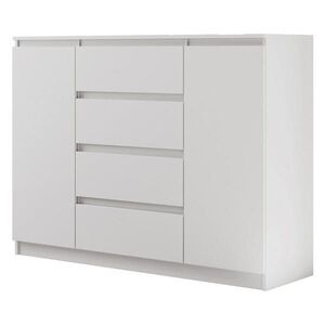 Beautysofa KOMODA Lemon, se 2 dvířky a 4 zásuvkami, 140 cm, bílá matná obraz