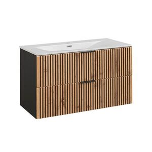 Petits-meubles UMYVADLO 100.2cm Gaia Dubové dřevo a černá barva obraz