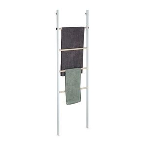 Relaxdays ŽEBŘÍK na ručníky bílá přírodní kov dřevo 4 příčky 172, 5 cm obraz