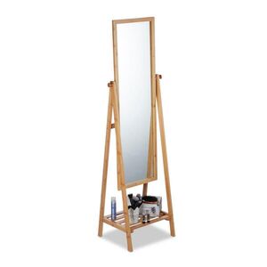 Relaxdays ZRCADLO Přírodní bambus stojanové výškově nastavitelné 159, 5 cm obraz