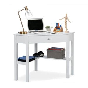 Relaxdays PSACÍ STŮL bílý rohový se zásuvkou 76 cm obraz