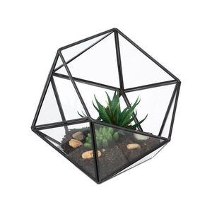 Relaxdays TERÁRIUM Černá sklo geometrické obraz