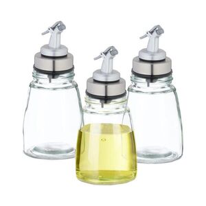 Relaxdays DÁVKOVAČE Transparentní Stříbrné 3-dílný-set sklo nerez 200 ml obraz
