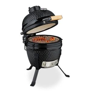 Relaxdays GRIL Černý kamado keramický teploměr 450 °C obraz